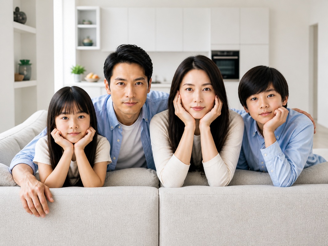 Family at home during a new stage of life
